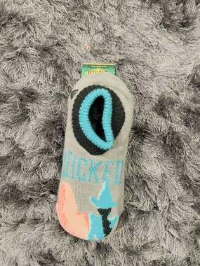Wicked Movie Logo Gray Cozy Slipper Socks Shoe Size 4-10